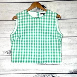 Kiel James Patrick green plaid sleeveless shirt L